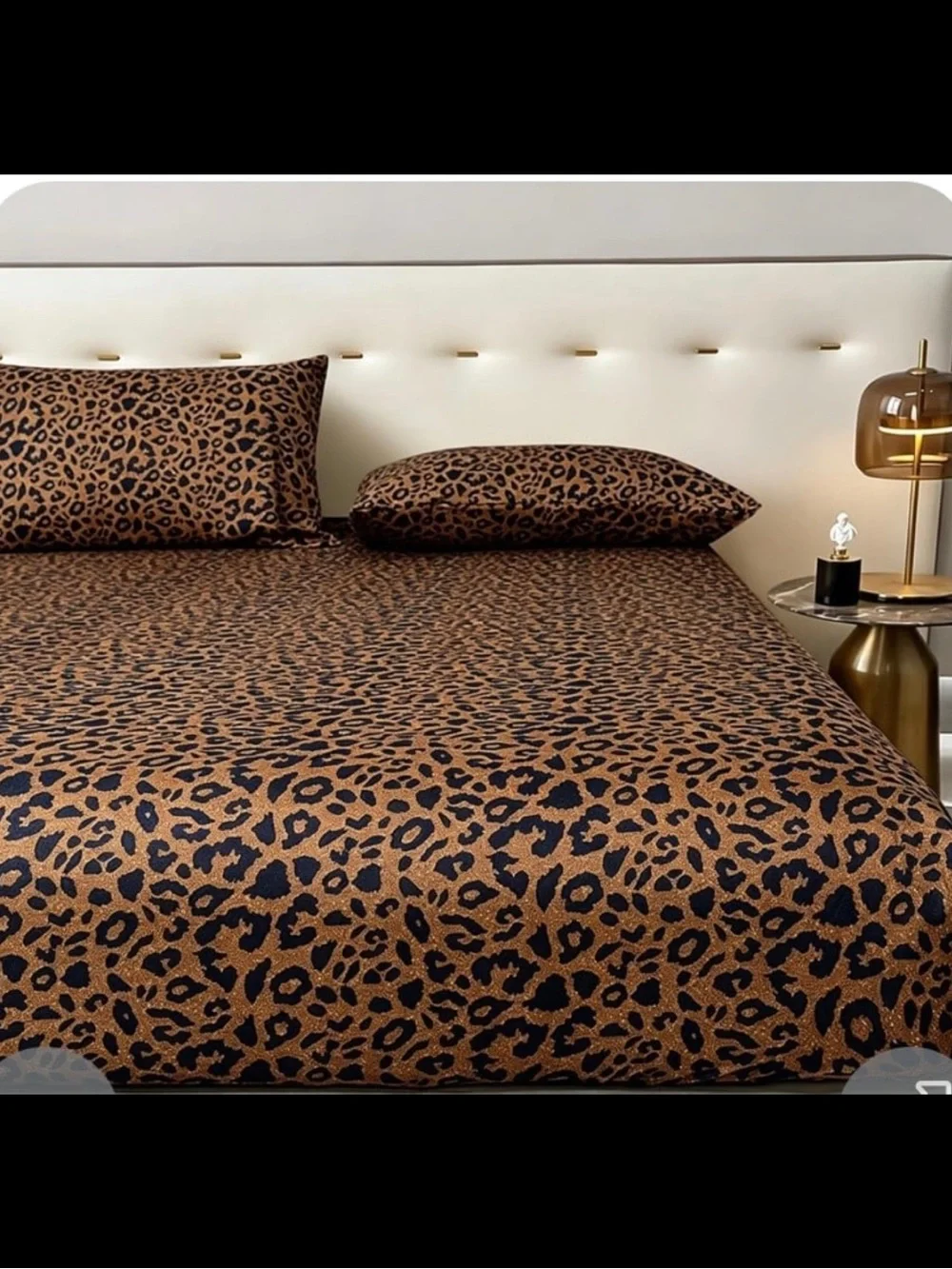FULL SIZE Leopard Print Brown and Black Fitted Sheet 16” Deep 100% Microfiber